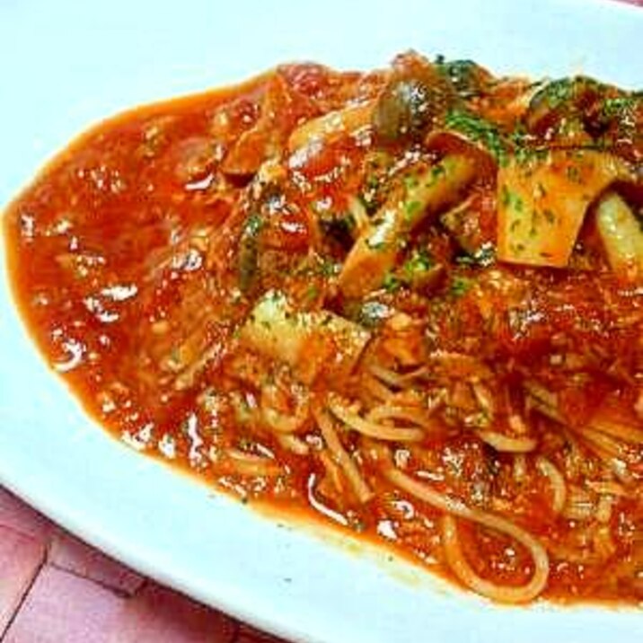 きのことツナのトマトソースパスタ ボスカイオーラ レシピ 作り方 By Pear Recipe 楽天レシピ